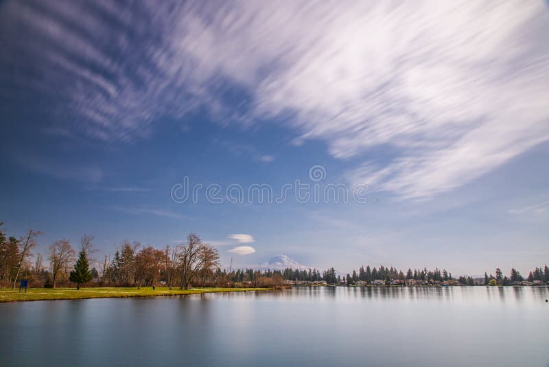Landscapes of Lake Tapps park in Spring stock photos