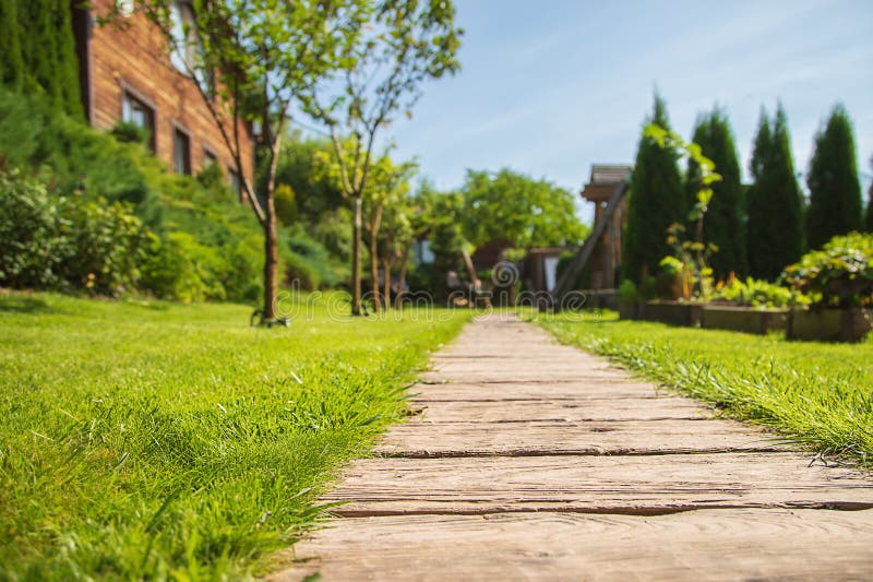 Landscaping in the Garden. the Path in the Garden Stock Photo Image