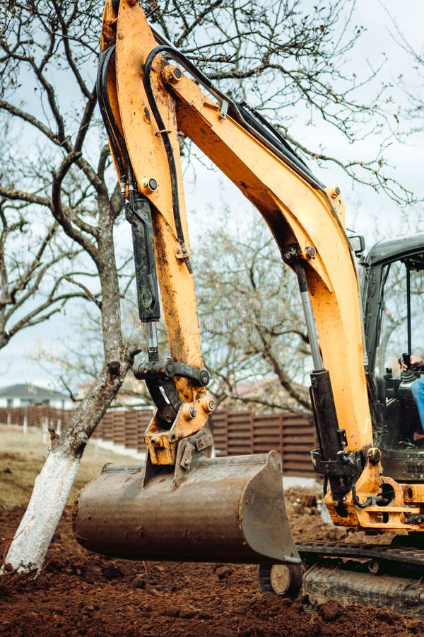 Landscaping Works with Bulldozer and Excavator at Home Construction