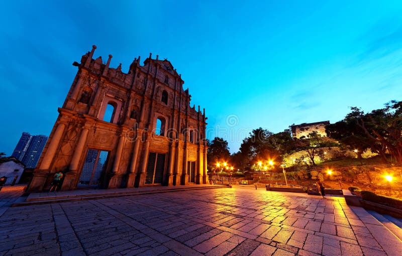 Landschaft der Ruinen von St Paul Kirche in der historischen Mitte von Macao, China stockbilder Landschaft der Ruinen von St Paul Kirche in der historischen Mitte von Macao, China stockbilder