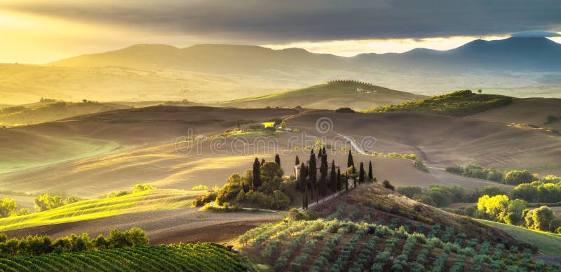 Landschaft, Toskana Val D'Orcia stockbild Landschaft, Toskana Val D'Orcia stockbild