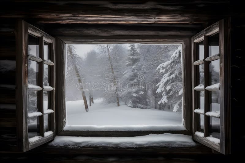 Landschaftsbild. Aussicht aus Fenster auf die wunderschöne Landschaft. Neuronale Netzai generiert vektor abbildung