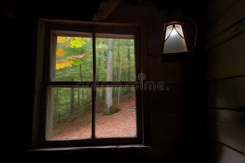 Landschaftsbild. Aussicht aus Fenster auf die wunderschöne Landschaft. Neuronale Netzai generiert vektor abbildung