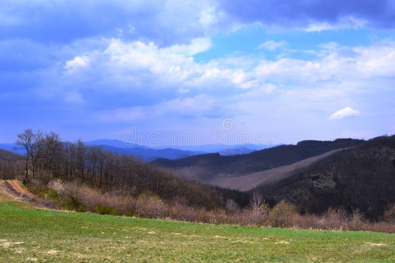 Landschap in de lente stock afbeeldingen