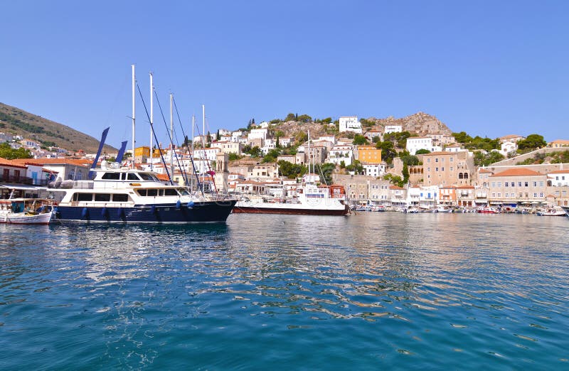Landschap van Hydra-de Golf Griekenland van havensaronic royalty-vrije stock fotografie Landschap van Hydra-de Golf Griekenland van havensaronic royalty-vrije stock fotografie