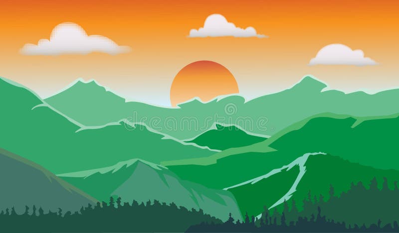 Landschapsvallei in de schemertijd vector illustratie