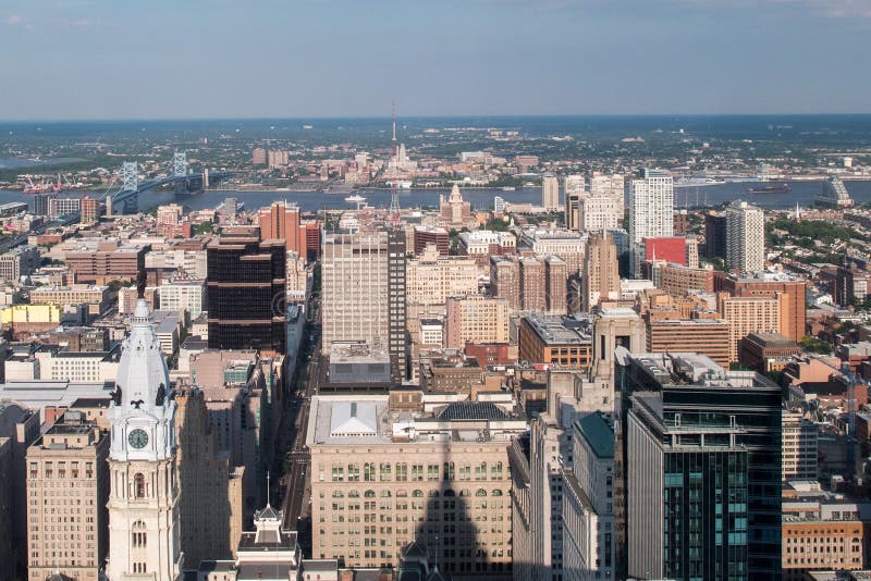 Landskap för cityscape för pano Philadelphia för flyg- sikt arkivbild Landskap för cityscape för pano Philadelphia för flyg- sikt arkivbild