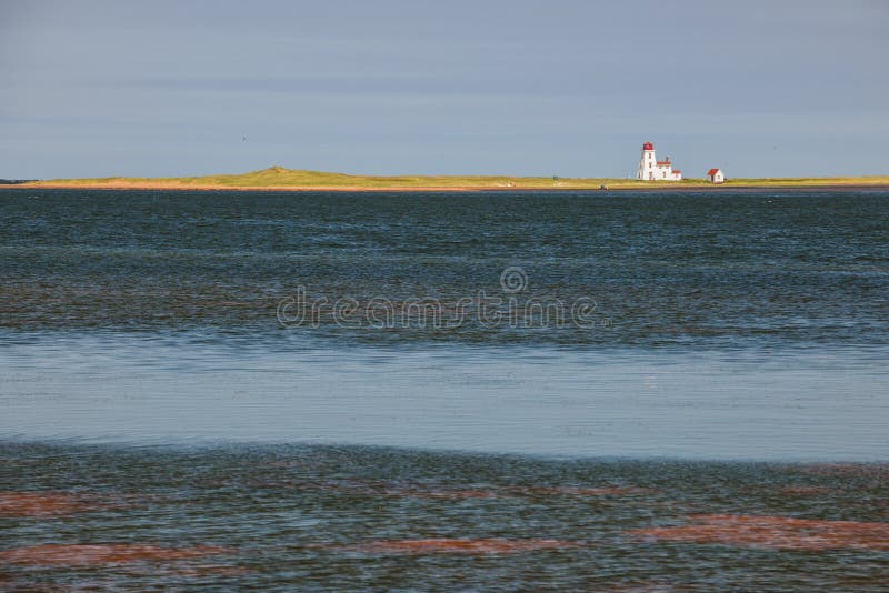 Landskap med fyren på prinsen Edward Island arkivfoto Landskap med fyren på prinsen Edward Island arkivfoto