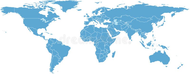 Detaljerad Världskarta Med Gränser, Länder Och Städer Vektor
