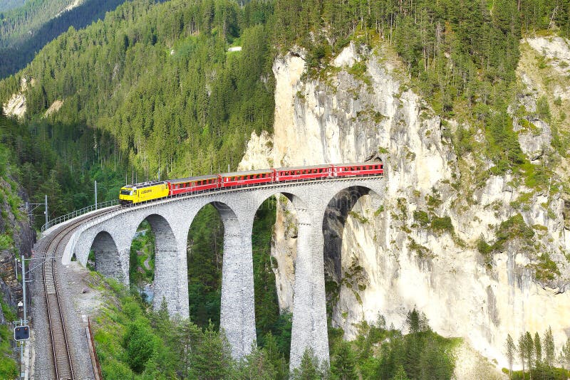 Landwasser Viaduct with train. royalty free stock images Landwasser Viaduct with train. royalty free stock images