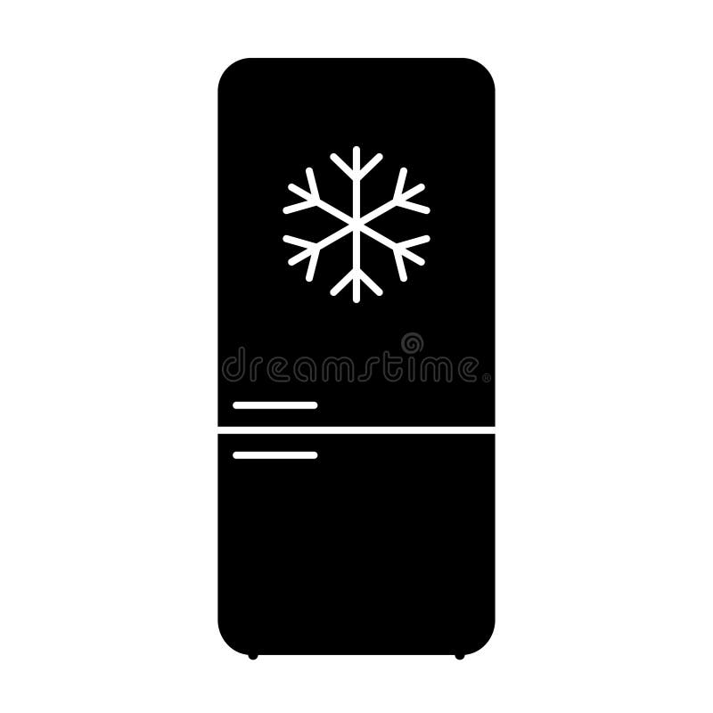 Lang koelkastpictogram met sneeuwvlok op het stock illustratie Lang koelkastpictogram met sneeuwvlok op het stock illustratie