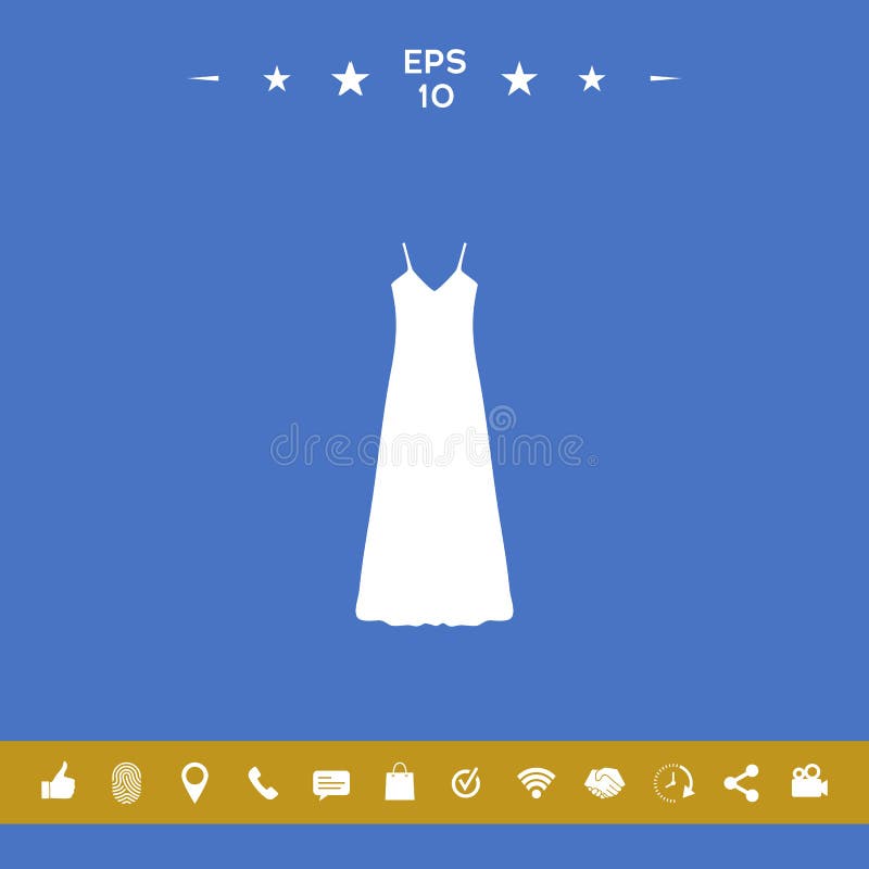 Langes Kleider-, Abendkleid, Kombination oder Nachthemd, das Schattenbild Menüpunkt im Webdesign lizenzfreie abbildung Langes Kleider-, Abendkleid, Kombination oder Nachthemd, das Schattenbild Menüpunkt im Webdesign lizenzfreie abbildung