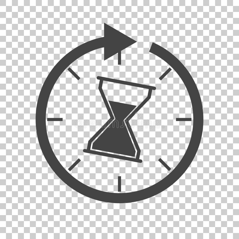 Langes Schattendesign Flache Vektorillustration mit Sanduhr auf lokalisiertem b stock abbildung