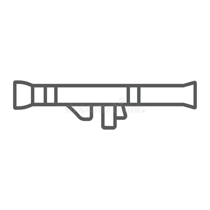Lansatoare de rachete cu linie subțire armata și vectorul de arme militare semnează vectorul unei imagini liniare pe fond alb. stock illustration