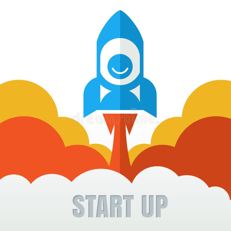 Lansator de rachete. concept de înființare de întreprinderi creative. mașină vectorială stock illustration