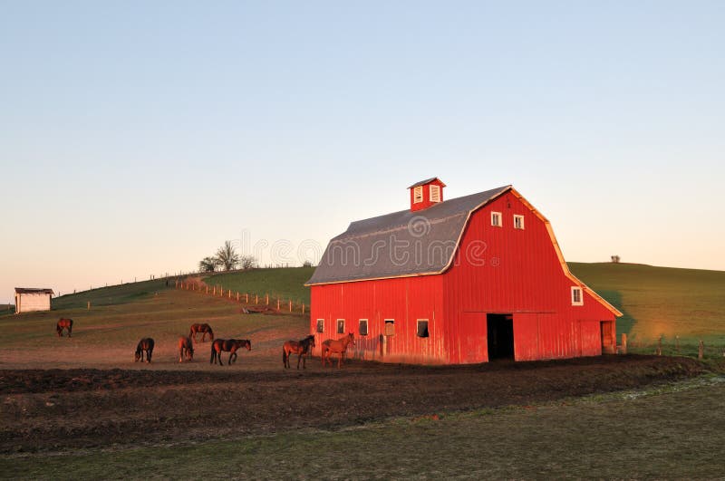 Lanscape rural avec la grange rouge dans Palouse photos stock Lanscape rural avec la grange rouge dans Palouse photos stock