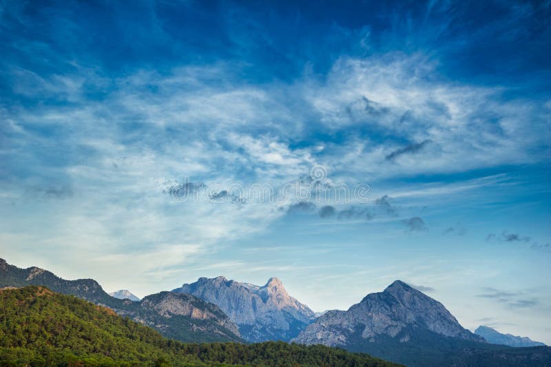 Lanscape of sunset over mountains and sea