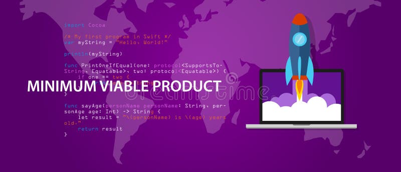Minimum viable product MVP start-up rocket launch programming code syntax vector. Minimum viable product MVP start-up rocket launch programming code syntax vector