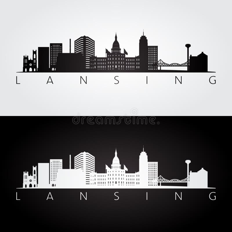 Lansing USA skyline and landmarks silhouette