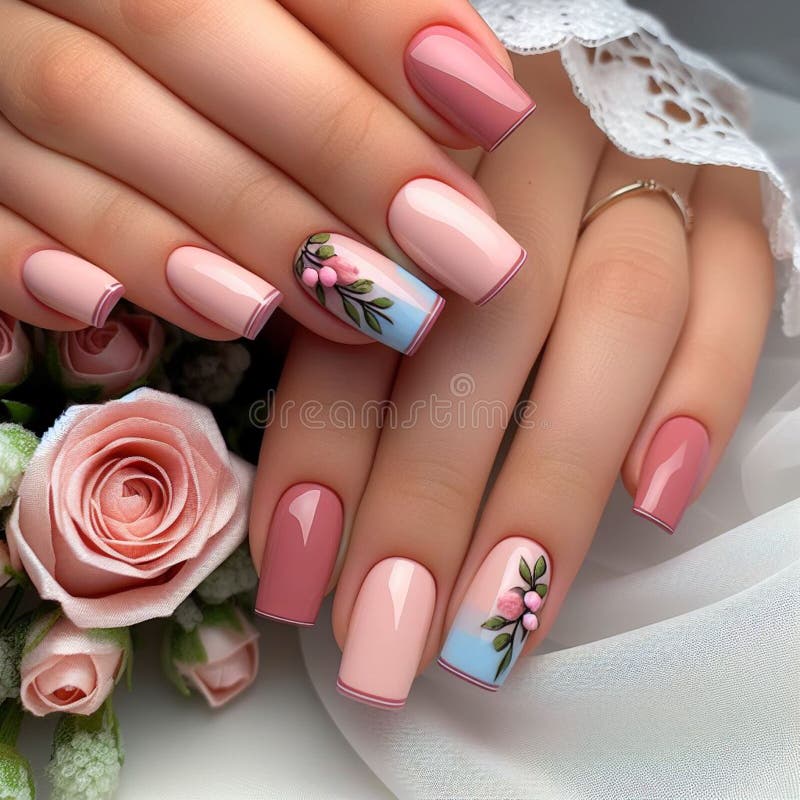 A spring-inspired nail design with delicate floral art on a soft pink backdrop, evoking the freshness of the blooming season. The meticulous detail in the petal work and the harmonious color palette embody the essence of springtime elegance. . A spring-inspired nail design with delicate floral art on a soft pink backdrop, evoking the freshness of the blooming season. The meticulous detail in the petal work and the harmonious color palette embody the essence of springtime elegance. .