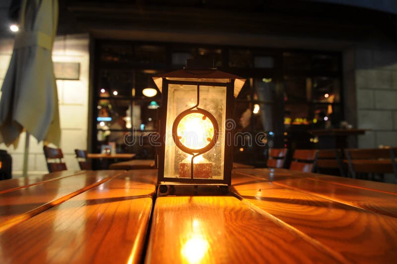 The lantern on bar table