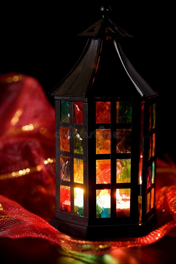 Lantern burning in the dark royalty free stock images