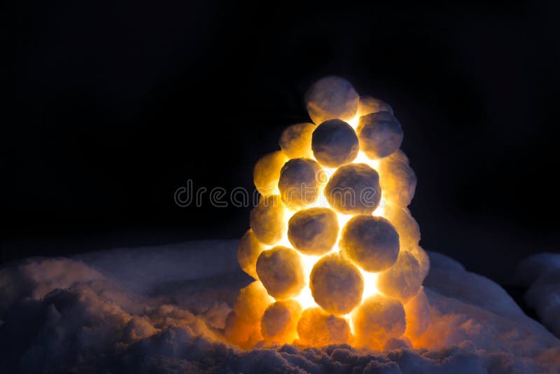 Lantern made of snow