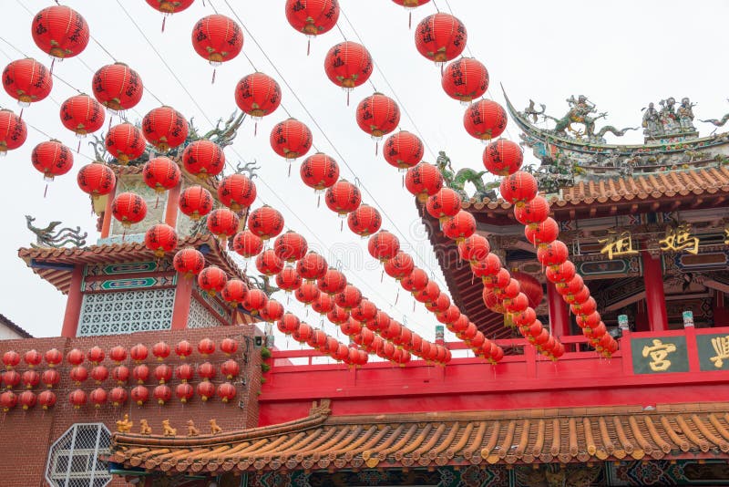 Lantern at Xiluo Fuxing Temple in Xiluo, Yunlin, Taiwan. The temple was originally built in 1717 royalty free stock image
