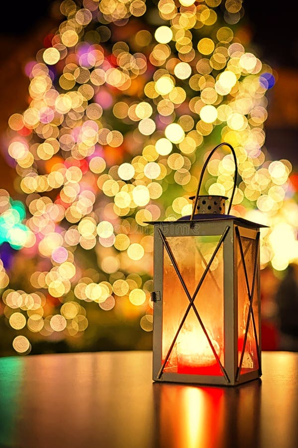 Lanterna num mercado de Natal europeu imagens de stock