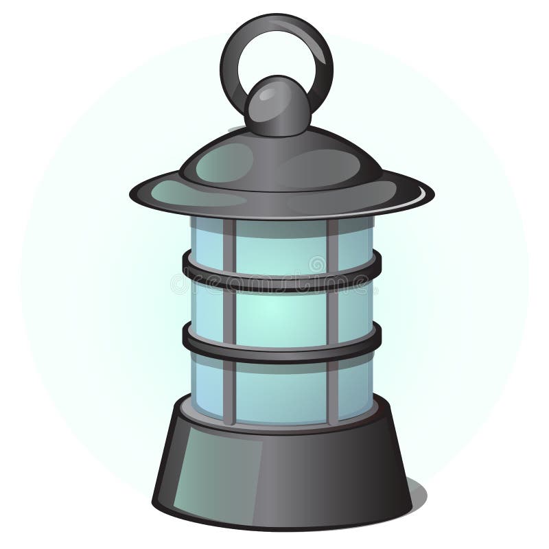 Lanterne accrochante extérieure dans le rétro style d'isolement sur un fond blanc Illustration de plan rapproché de vecteur de ba illustration libre de droits