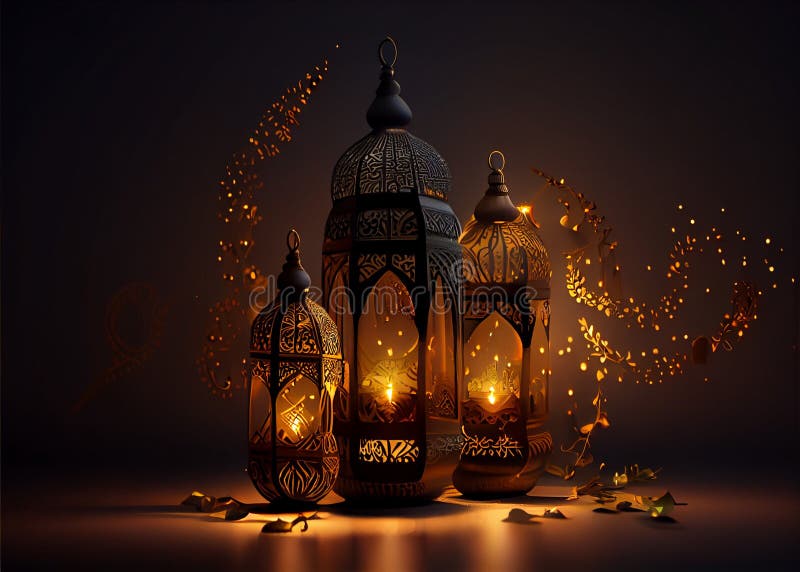Une Lanterne Avec La Lumière Qui Brille à Travers La Mosquée D