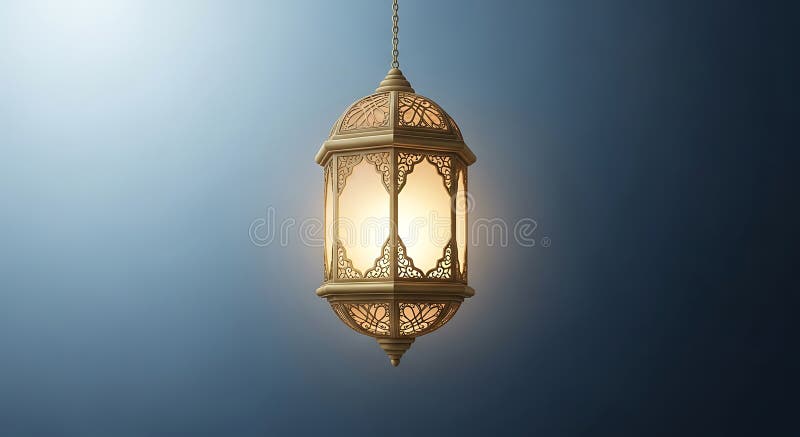 Lanterne pendante ornée de motifs complexes probablement faits de métal émet une chaleur illustration stock