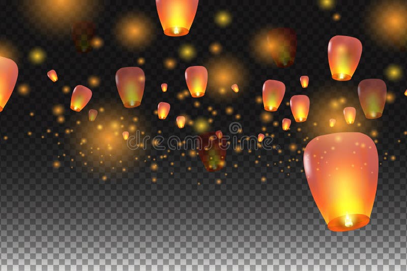 Lanterns Isolated on Transparent Background. Stock Vector - Illustration of  concept, family: 136742694