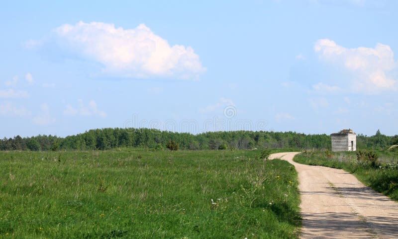 LANTLIGT LANDSKAP: FÄLT OCH VÄG arkivbilder LANTLIGT LANDSKAP: FÄLT OCH VÄG arkivbilder