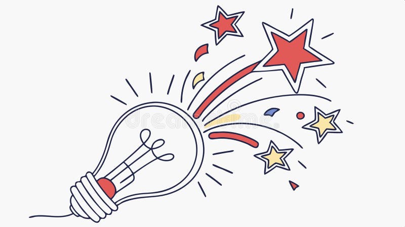 Lanzamiento del cohete Idea Bombilla con estrellas y trayectoria, innovación y aspiración. AI generativa de diseño de vectores ilustración del vector