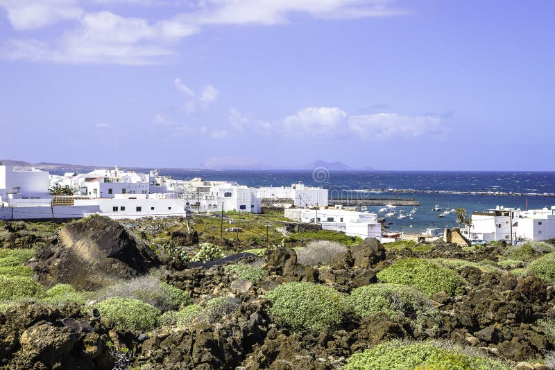 Lanzarote landscape whith small town and Typical white houses. Canary Islands , Spain. Typical architectures stock images, royalty-free photos and pictures