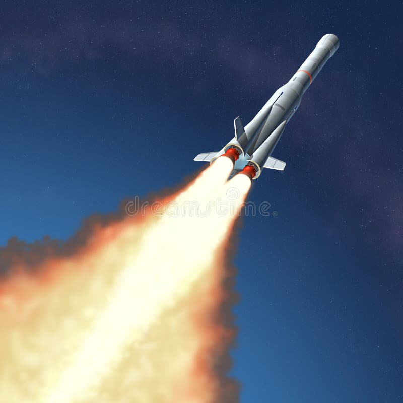 3D illustration of a rocket launch. The rocket is based on the Ariane. 3D illustration of a rocket launch. The rocket is based on the Ariane.