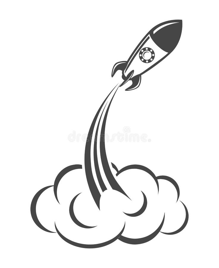 Rocket ship launch isolated vector illustration. Rocket ship launch isolated vector illustration