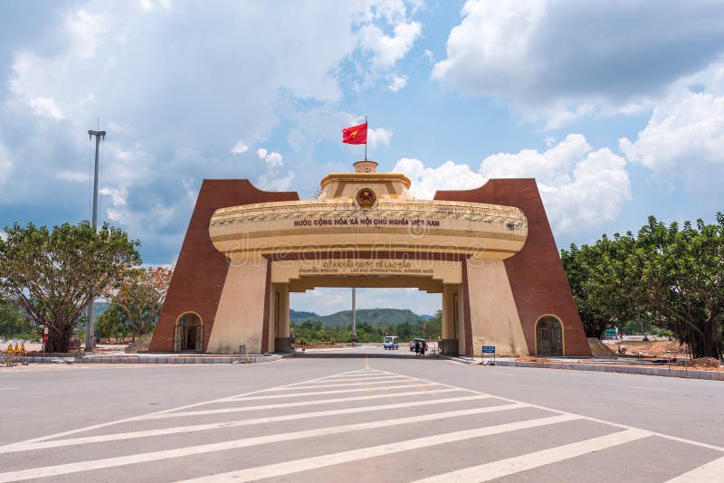 Lao Bao, Vietnam: The gate on Vietnam - Laos border stock image Lao Bao, Vietnam: The gate on Vietnam - Laos border stock image