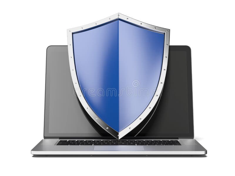Lap-top με την ασπίδα στοκ εικόνες Lap-top με την ασπίδα στοκ εικόνες