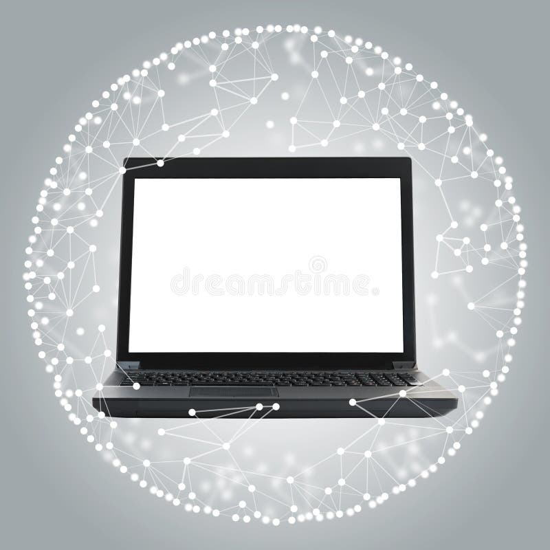 Lap-top με την κενή οθόνη στο γκρι ελεύθερη απεικόνιση δικαιώματος Lap-top με την κενή οθόνη στο γκρι ελεύθερη απεικόνιση δικαιώματος