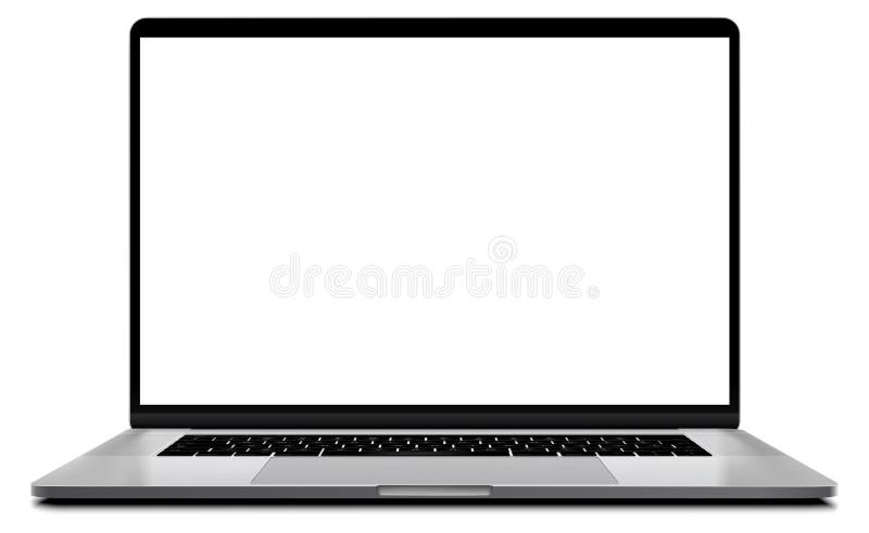 Lap-top με το κενό ασημένιο χρώμα οθόνης που απομονώνεται στο διαφανές άσπρο υπόβαθρο - έξοχος υψηλός λεπτομερής ελεύθερη απεικόνιση δικαιώματος