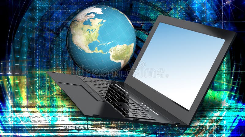 Lap-top υψηλής ταχύτητας καινοτομίας για τη σφαιρική τεχνολογία Διαδικτύου ελεύθερη απεικόνιση δικαιώματος