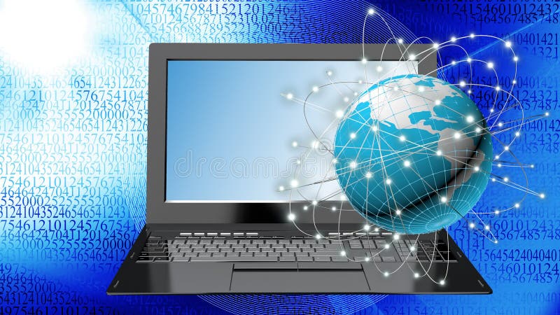 Lap-top υψηλής ταχύτητας καινοτομίας για τη σφαιρική τεχνολογία Διαδικτύου ελεύθερη απεικόνιση δικαιώματος