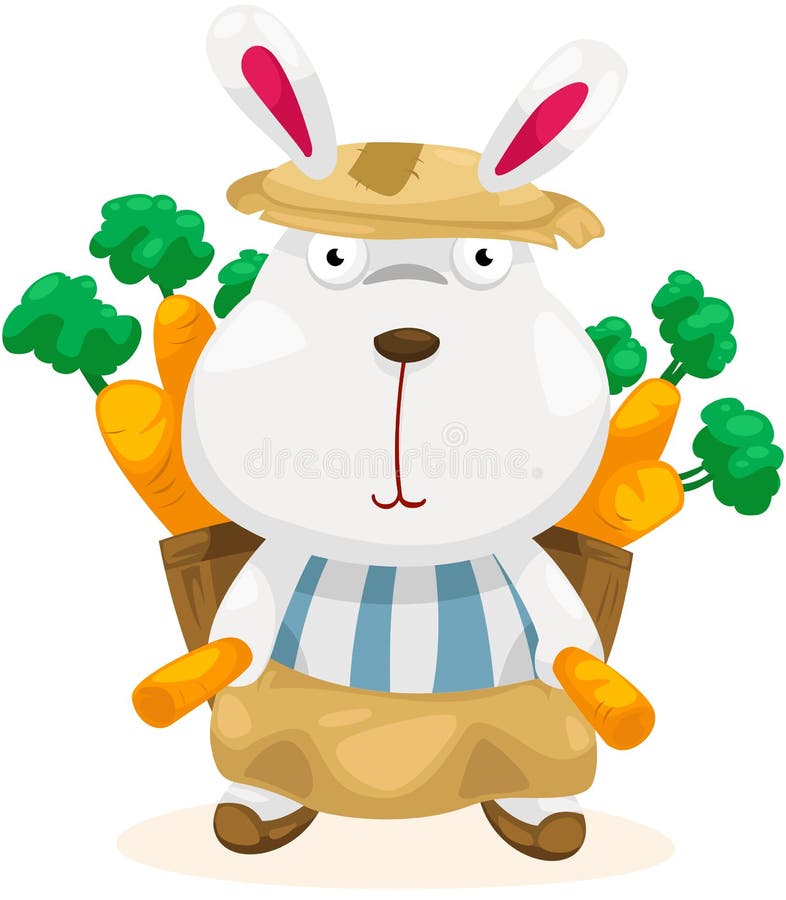 Lapin drôle avec le raccord en caoutchouc. Illustration de lapin drôle d'isolement avec le raccord en caoutchouc sur le blanc