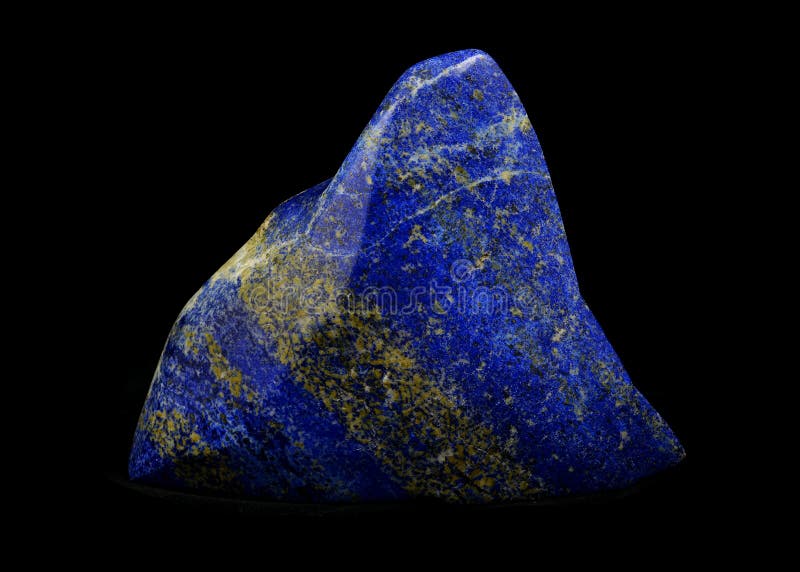Lapis lazuli mineral lucky stone Triangle shape from Afghanistan. With black isolated background stock image