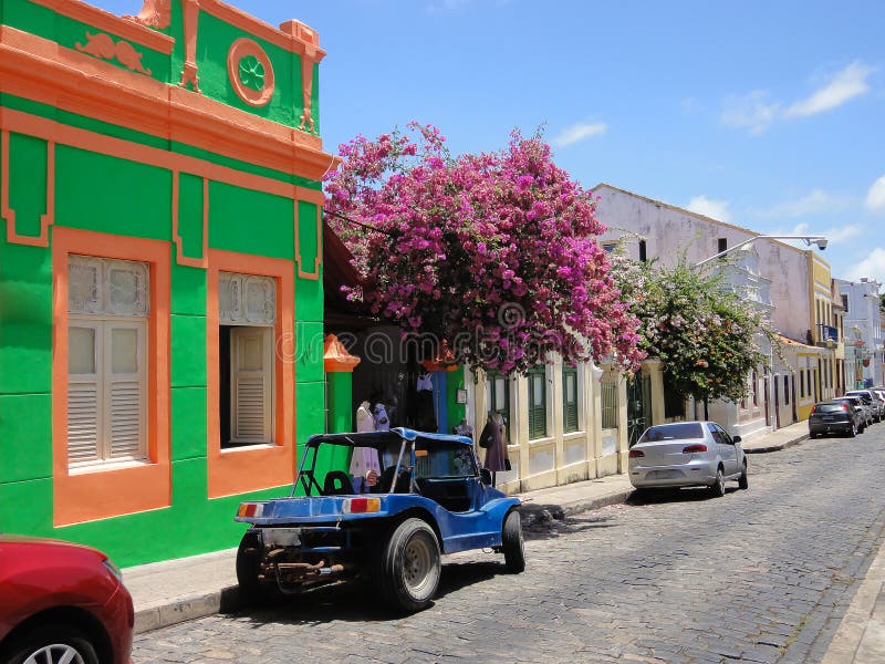 Lappad gata i den historiska staden Olinda, Brasilien arkivfoton Lappad gata i den historiska staden Olinda, Brasilien arkivfoton