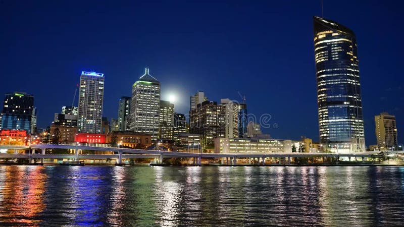 Laps de temps de crépuscule d'horizon de Brisbane banque de vidéos