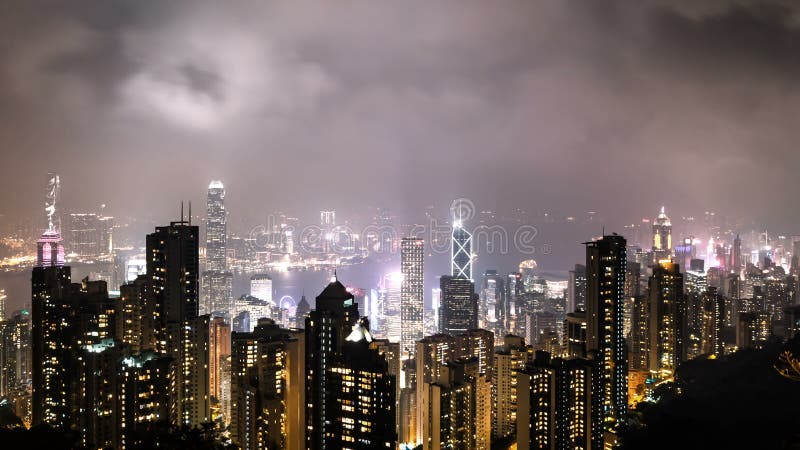 Lapso de tempo da opinião Hong Kong da noite de Victoria Peak grampo 4k