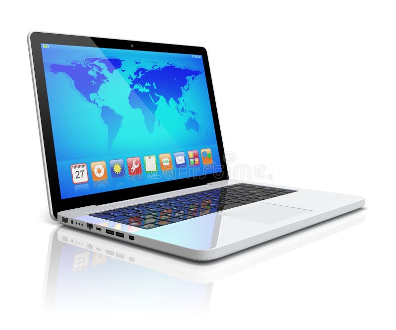 Desktop pc and laptop stock illustration. Illustration of apps 45985589